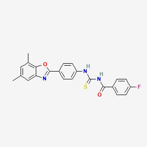 molecular formula C23H18FN3O2S B5217888 N-{[4-(5,7-dimethyl-1,3-benzoxazol-2-yl)phenyl]carbamothioyl}-4-fluorobenzamide 