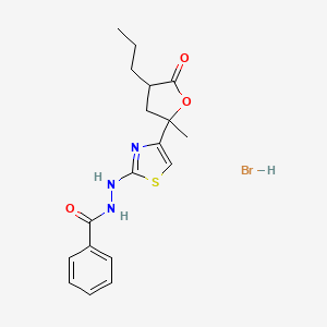 molecular formula C18H22BrN3O3S B5218106 N'-[4-(2-methyl-5-oxo-4-propyloxolan-2-yl)-1,3-thiazol-2-yl]benzohydrazide;hydrobromide 