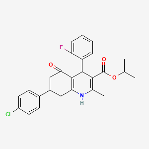 molecular formula C26H25ClFNO3 B5218202 propan-2-yl 7-(4-chlorophenyl)-4-(2-fluorophenyl)-2-methyl-5-oxo-1,4,5,6,7,8-hexahydroquinoline-3-carboxylate CAS No. 5712-04-9