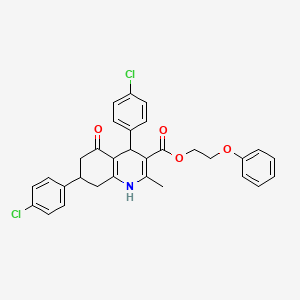 molecular formula C31H27Cl2NO4 B5218441 2-Phenoxyethyl 4,7-bis(4-chlorophenyl)-2-methyl-5-oxo-1,4,5,6,7,8-hexahydroquinoline-3-carboxylate 