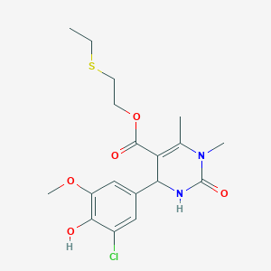 molecular formula C18H23ClN2O5S B5218461 2-(Ethylsulfanyl)ethyl 4-(3-chloro-4-hydroxy-5-methoxyphenyl)-1,6-dimethyl-2-oxo-1,2,3,4-tetrahydropyrimidine-5-carboxylate 