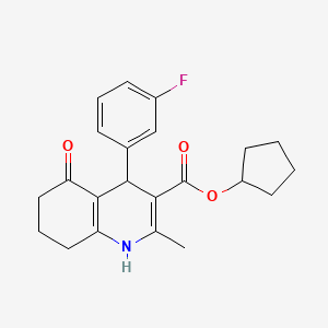 molecular formula C22H24FNO3 B5218491 Cyclopentyl 4-(3-fluorophenyl)-2-methyl-5-oxo-1,4,5,6,7,8-hexahydroquinoline-3-carboxylate 