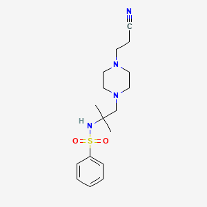 molecular formula C17H26N4O2S B5218548 N-[1-[4-(2-cyanoethyl)piperazin-1-yl]-2-methylpropan-2-yl]benzenesulfonamide 