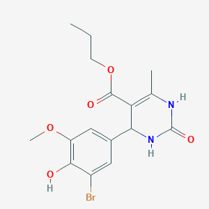 molecular formula C16H19BrN2O5 B5218671 Propyl 4-(3-bromo-4-hydroxy-5-methoxyphenyl)-6-methyl-2-oxo-1,2,3,4-tetrahydropyrimidine-5-carboxylate 