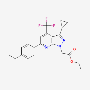 molecular formula C22H22F3N3O2 B5218857 ETHYL 2-[3-CYCLOPROPYL-6-(4-ETHYLPHENYL)-4-(TRIFLUOROMETHYL)-1H-PYRAZOLO[3,4-B]PYRIDIN-1-YL]ACETATE 