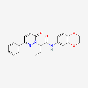 molecular formula C22H21N3O4 B5218871 N-(2,3-dihydro-1,4-benzodioxin-6-yl)-2-(6-oxo-3-phenylpyridazin-1(6H)-yl)butanamide 