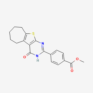 molecular formula C19H18N2O3S B5219278 Methyl 4-(3-oxo-8-thia-4,6-diazatricyclo[7.5.0.02,7]tetradeca-1(9),2(7),5-trien-5-yl)benzoate 