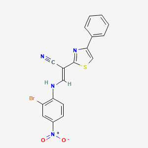 molecular formula C18H11BrN4O2S B5219296 (E)-3-(2-bromo-4-nitroanilino)-2-(4-phenyl-1,3-thiazol-2-yl)prop-2-enenitrile 