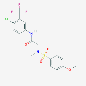molecular formula C18H18ClF3N2O4S B5219333 N-[4-chloro-3-(trifluoromethyl)phenyl]-N~2~-[(4-methoxy-3-methylphenyl)sulfonyl]-N~2~-methylglycinamide 
