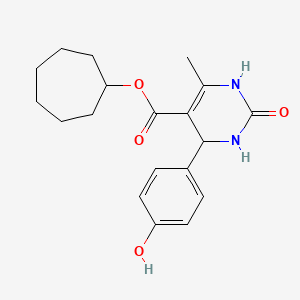 molecular formula C19H24N2O4 B5219418 Cycloheptyl 4-(4-hydroxyphenyl)-6-methyl-2-oxo-1,2,3,4-tetrahydropyrimidine-5-carboxylate 