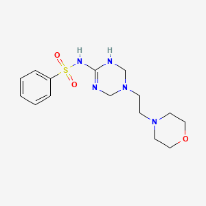 molecular formula C15H23N5O3S B5219478 N-[5-(2-morpholinoethyl)-1,4,5,6-tetrahydro-1,3,5-triazin-2-yl]-1-benzenesulfonamide 