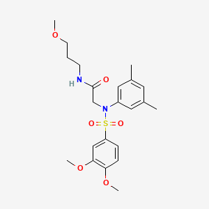 molecular formula C22H30N2O6S B5219554 N~2~-(3,4-Dimethoxybenzene-1-sulfonyl)-N~2~-(3,5-dimethylphenyl)-N-(3-methoxypropyl)glycinamide CAS No. 6198-46-5