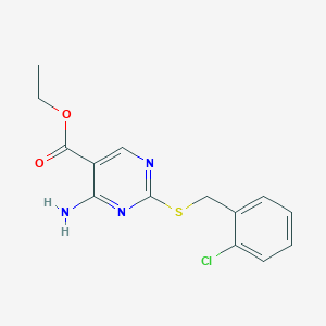 molecular formula C14H14ClN3O2S B5219608 Ethyl 4-amino-2-[(2-chlorophenyl)methylsulfanyl]pyrimidine-5-carboxylate CAS No. 7149-61-3