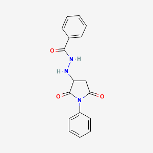 molecular formula C17H15N3O3 B5219860 N'-(2,5-dioxo-1-phenylpyrrolidin-3-yl)benzohydrazide 