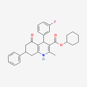 molecular formula C29H30FNO3 B5219893 Cyclohexyl 4-(3-fluorophenyl)-2-methyl-5-oxo-7-phenyl-1,4,5,6,7,8-hexahydroquinoline-3-carboxylate 