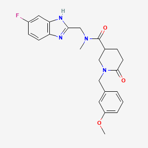 molecular formula C23H25FN4O3 B5219990 N-[(6-fluoro-1H-benzimidazol-2-yl)methyl]-1-[(3-methoxyphenyl)methyl]-N-methyl-6-oxopiperidine-3-carboxamide 