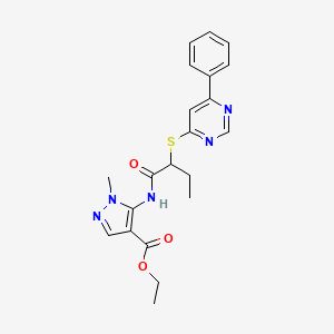 molecular formula C21H23N5O3S B5220052 Ethyl 1-methyl-5-[2-(6-phenylpyrimidin-4-yl)sulfanylbutanoylamino]pyrazole-4-carboxylate 
