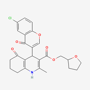 molecular formula C25H24ClNO6 B5220123 tetrahydrofuran-2-ylmethyl 4-(6-chloro-4-oxo-4H-chromen-3-yl)-2-methyl-5-oxo-1,4,5,6,7,8-hexahydroquinoline-3-carboxylate 
