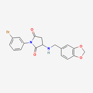molecular formula C18H15BrN2O4 B5220147 3-{[(2H-1,3-BENZODIOXOL-5-YL)METHYL]AMINO}-1-(3-BROMOPHENYL)PYRROLIDINE-2,5-DIONE 