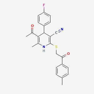 molecular formula C24H21FN2O2S B5220159 5-Acetyl-4-(4-fluorophenyl)-6-methyl-2-[2-(4-methylphenyl)-2-oxoethyl]sulfanyl-1,4-dihydropyridine-3-carbonitrile 