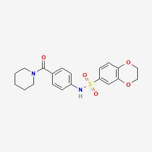 molecular formula C20H22N2O5S B5220275 N-[4-(piperidine-1-carbonyl)phenyl]-2,3-dihydro-1,4-benzodioxine-6-sulfonamide 