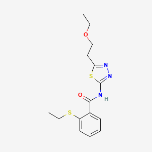 molecular formula C15H19N3O2S2 B5220311 N-[5-(2-ethoxyethyl)-1,3,4-thiadiazol-2-yl]-2-(ethylsulfanyl)benzamide 