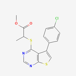 molecular formula C16H13ClN2O2S2 B5220758 Methyl 2-[5-(4-chlorophenyl)thieno[2,3-d]pyrimidin-4-yl]sulfanylpropanoate 