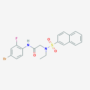 molecular formula C20H18BrFN2O3S B5220801 N~1~-(4-bromo-2-fluorophenyl)-N~2~-ethyl-N~2~-(2-naphthylsulfonyl)glycinamide 