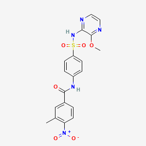 molecular formula C19H17N5O6S B5221266 N-[4-[(3-methoxypyrazin-2-yl)sulfamoyl]phenyl]-3-methyl-4-nitrobenzamide 