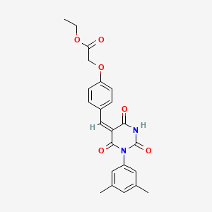 molecular formula C23H22N2O6 B5221297 ethyl 2-[4-[(E)-[1-(3,5-dimethylphenyl)-2,4,6-trioxo-1,3-diazinan-5-ylidene]methyl]phenoxy]acetate 