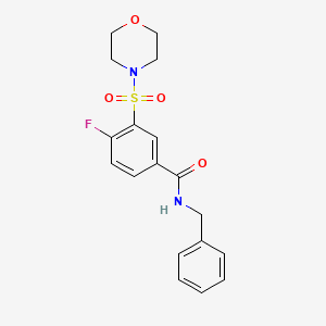 molecular formula C18H19FN2O4S B5221380 N-Benzyl-4-fluoro-3-(morpholine-4-sulfonyl)-benzamide 
