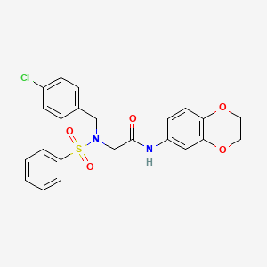 molecular formula C23H21ClN2O5S B5221433 2-{N-[(4-CHLOROPHENYL)METHYL]BENZENESULFONAMIDO}-N-(2,3-DIHYDRO-1,4-BENZODIOXIN-6-YL)ACETAMIDE 