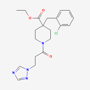 molecular formula C20H25ClN4O3 B5221543 Ethyl 4-[(2-chlorophenyl)methyl]-1-[3-(1,2,4-triazol-1-yl)propanoyl]piperidine-4-carboxylate 