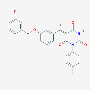 molecular formula C25H19FN2O4 B5221576 (5Z)-5-[[3-[(3-fluorophenyl)methoxy]phenyl]methylidene]-1-(4-methylphenyl)-1,3-diazinane-2,4,6-trione 