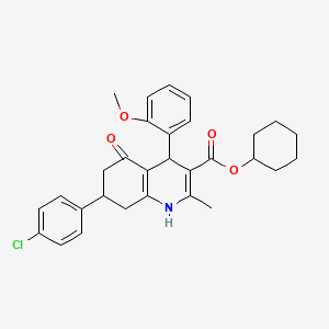 molecular formula C30H32ClNO4 B5221719 Cyclohexyl 7-(4-chlorophenyl)-4-(2-methoxyphenyl)-2-methyl-5-oxo-1,4,5,6,7,8-hexahydroquinoline-3-carboxylate 