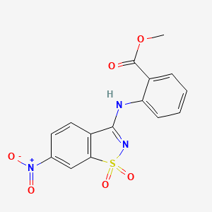 molecular formula C15H11N3O6S B5222024 METHYL 2-[(6-NITRO-1,1-DIOXO-1H-1,2-BENZISOTHIAZOL-3-YL)AMINO]BENZOATE 