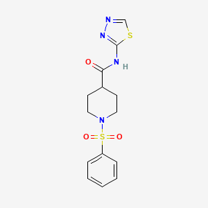 molecular formula C14H16N4O3S2 B5222124 1-(benzenesulfonyl)-N-(1,3,4-thiadiazol-2-yl)piperidine-4-carboxamide 
