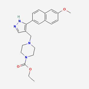 molecular formula C22H26N4O3 B5222597 ethyl 4-[[5-(6-methoxynaphthalen-2-yl)-1H-pyrazol-4-yl]methyl]piperazine-1-carboxylate 