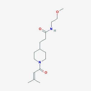 molecular formula C16H28N2O3 B5222768 N-(2-methoxyethyl)-3-[1-(3-methylbut-2-enoyl)piperidin-4-yl]propanamide 