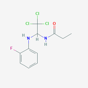 molecular formula C11H12Cl3FN2O B5222908 N-[2,2,2-trichloro-1-(2-fluoroanilino)ethyl]propanamide 