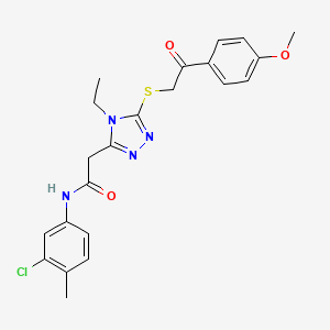 molecular formula C22H23ClN4O3S B5222984 N-(3-chloro-4-methylphenyl)-2-(4-ethyl-5-{[2-(4-methoxyphenyl)-2-oxoethyl]sulfanyl}-4H-1,2,4-triazol-3-yl)acetamide 