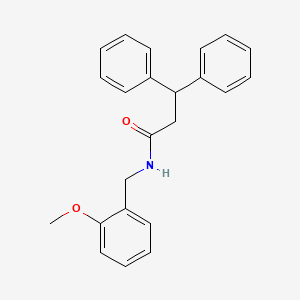 molecular formula C23H23NO2 B5223346 N-[(2-methoxyphenyl)methyl]-3,3-diphenylpropanamide 