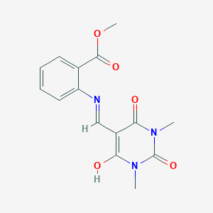 molecular formula C15H15N3O5 B5223750 METHYL 2-{[(1,3-DIMETHYL-2,4,6-TRIOXO-1,3-DIAZINAN-5-YLIDENE)METHYL]AMINO}BENZOATE 