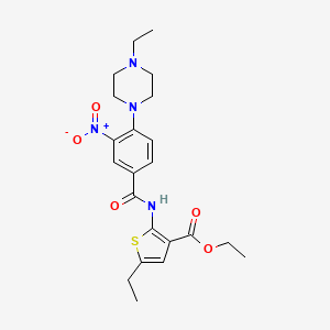 molecular formula C22H28N4O5S B5223882 ETHYL 5-ETHYL-2-{[4-(4-ETHYLPIPERAZINO)-3-NITROBENZOYL]AMINO}-3-THIOPHENECARBOXYLATE 