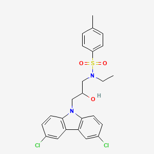 molecular formula C24H24Cl2N2O3S B5223951 N-[3-(3,6-DICHLORO-9H-CARBAZOL-9-YL)-2-HYDROXYPROPYL]-N-ETHYL-4-METHYLBENZENE-1-SULFONAMIDE 