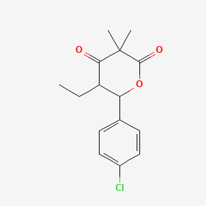 molecular formula C15H17ClO3 B5224034 6-(4-Chlorophenyl)-5-ethyl-3,3-dimethyloxane-2,4-dione 