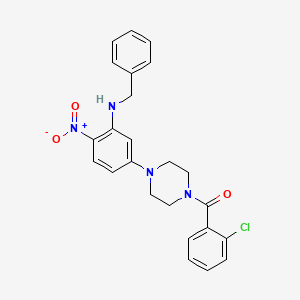 molecular formula C24H23ClN4O3 B5224108 N-BENZYL-5-[4-(2-CHLOROBENZOYL)PIPERAZIN-1-YL]-2-NITROANILINE 