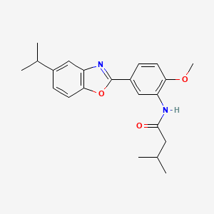 molecular formula C22H26N2O3 B5224184 N-{2-methoxy-5-[5-(propan-2-yl)-1,3-benzoxazol-2-yl]phenyl}-3-methylbutanamide 