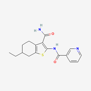 molecular formula C17H19N3O2S B5224409 N-(3-CARBAMOYL-6-ETHYL-4,5,6,7-TETRAHYDRO-1-BENZOTHIOPHEN-2-YL)NICOTINAMIDE 