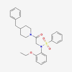 molecular formula C28H32N2O4S B5224501 N-[2-(4-benzylpiperidin-1-yl)-2-oxoethyl]-N-(2-ethoxyphenyl)benzenesulfonamide 